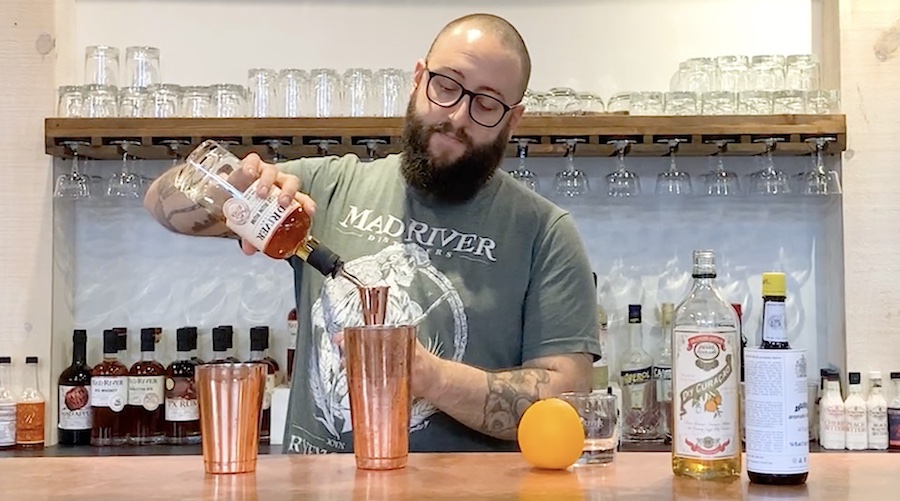 Bartender is making a cocktail
