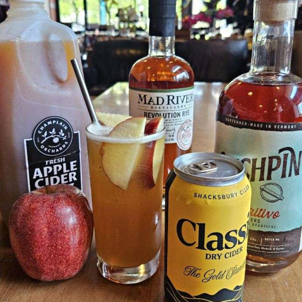 Rye Cider Spritz on a table with ingredients
